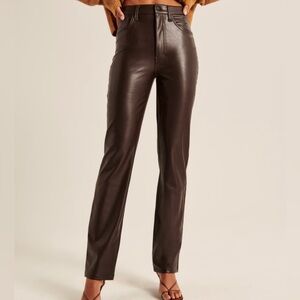 NEW! Abercrombie & fitch Vegan Leather black 90s Straight Pant. Waist 30